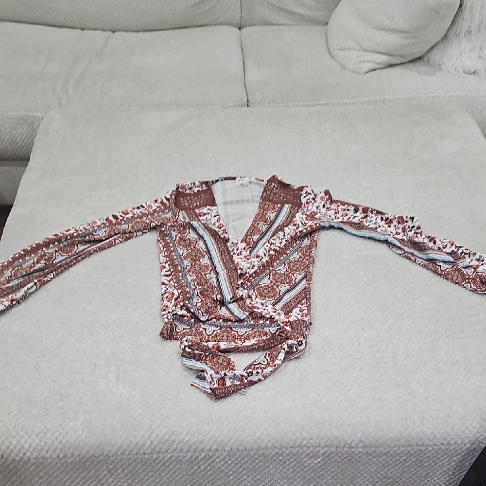 VENUS Floral and Paisley Wrap Top